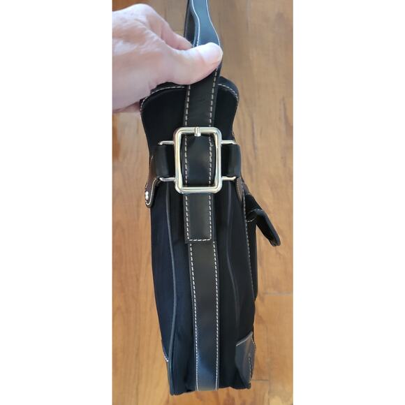 Etienne Aigner Black Shoulder Handbag with Front Pocket Design 80s - Picture 6 of 16